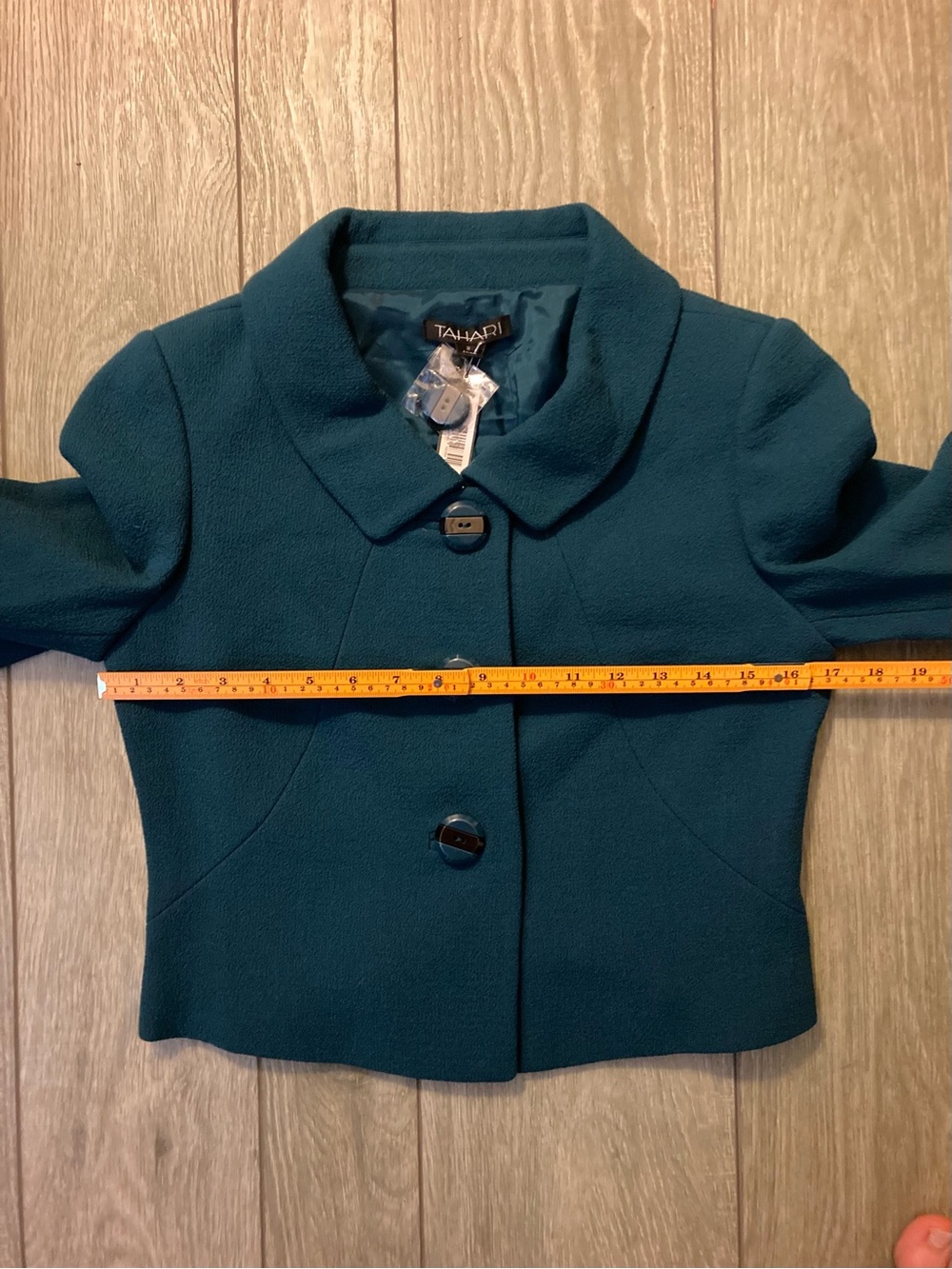 Tahari Teal Wool Dress Suit with Cropped Jacket NWT - Picture 13 of 16